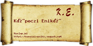 Köpeczi Enikő névjegykártya